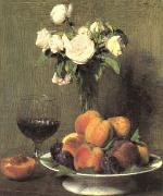 Henri Fantin-Latour Still Life with Roses and Wine  6 oil painting on canvas